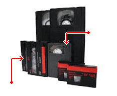 Beberapa jenis tape video konsumer yang diterima untuk khidmat video convert